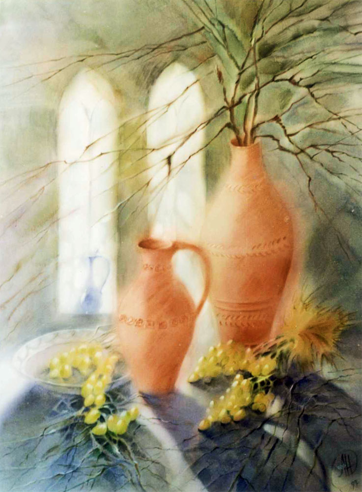 «Теракотові посудини». 1999. Шовк, розпис